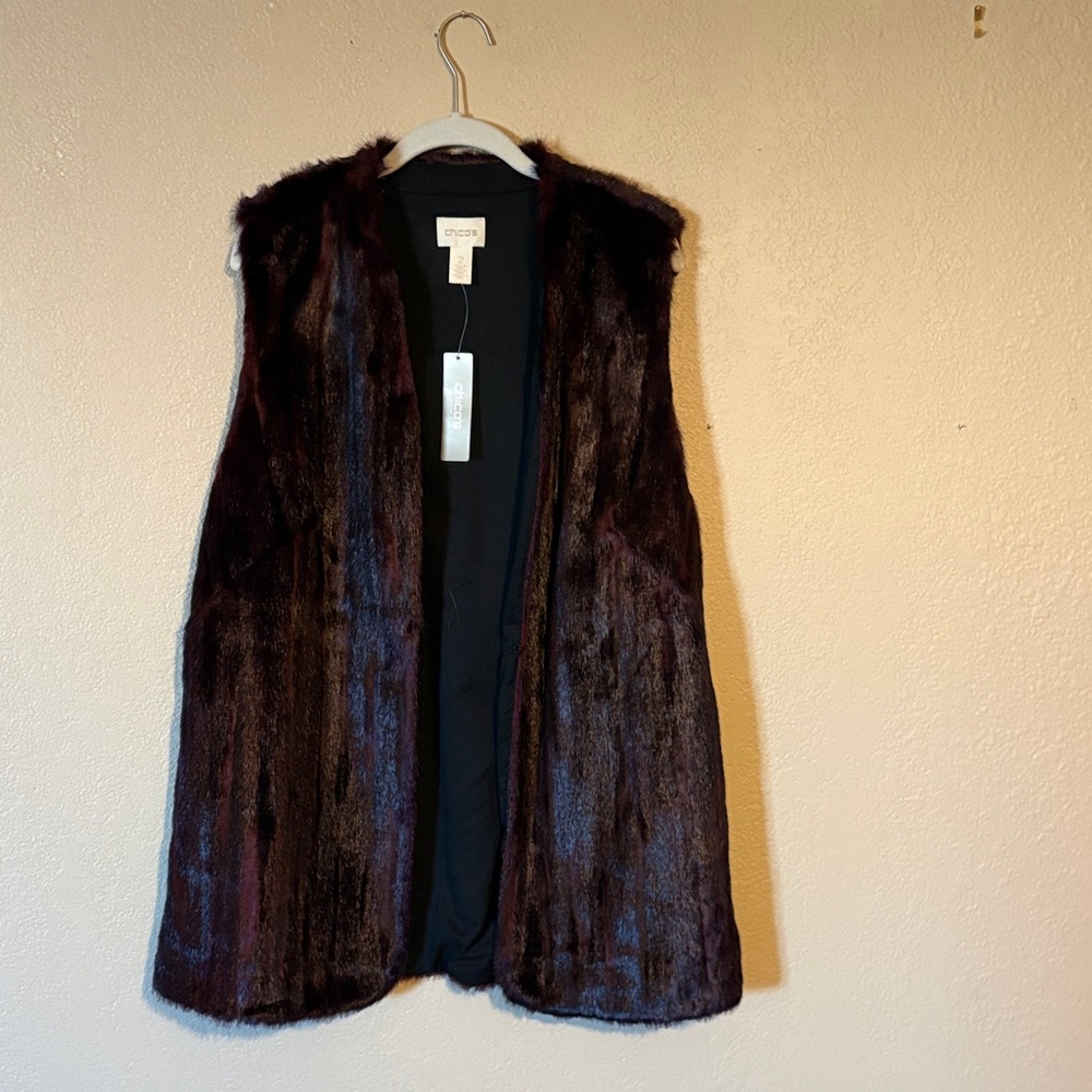 Chico's Deep Plum Faux Fur Vest